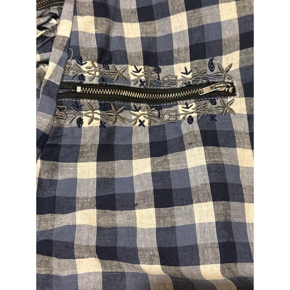 Pol Blue Plaid Embroidered Fringe Sleeveless Dress S NWOT - Picture 7 of 7